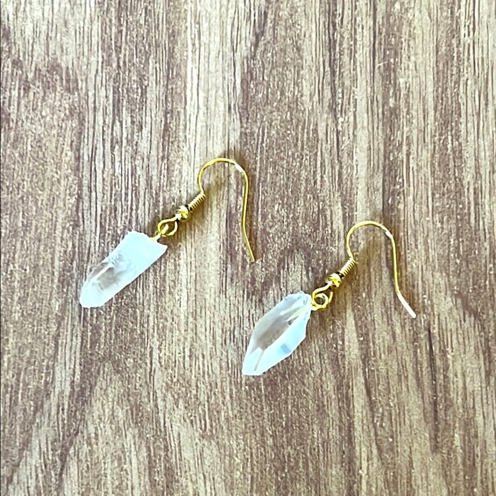 Elegant Gold Clear Quartz Earrings